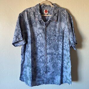 Toes on the Nose 100% Linen Blue Hawaiian Print Short Sleeve Shirt XXL